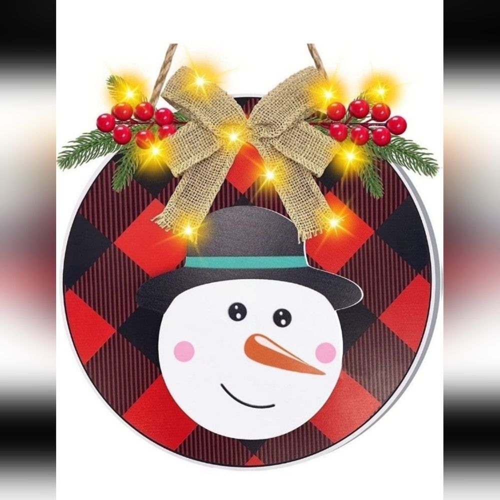 NEW Lighted Snowman Christmas Wreath/Sign